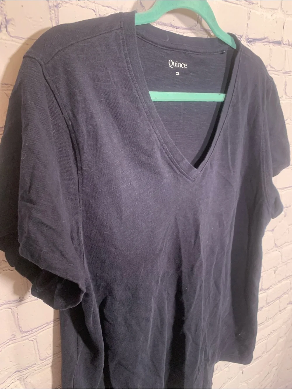 Quince Womens V-Neck Basic Tee Navy Size XL Casual Minimalist Capsule Staple